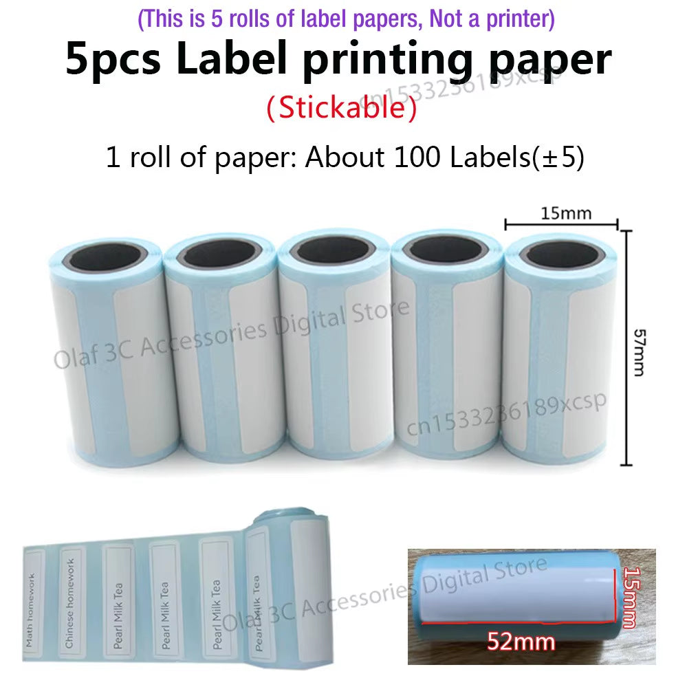 Portable Mini Label Printer Photo Thermal Adhesive Labels Printers Inkless Bluetooth Pocket Mini Printer Stickers Maker 57MM