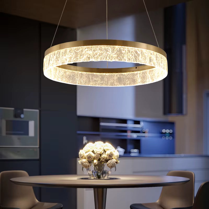Modern Simple Pendant Light Luxury round Indoor Lamp Golden Hanging Light for Living Room Restaurant Bedroom Kitchen Villa