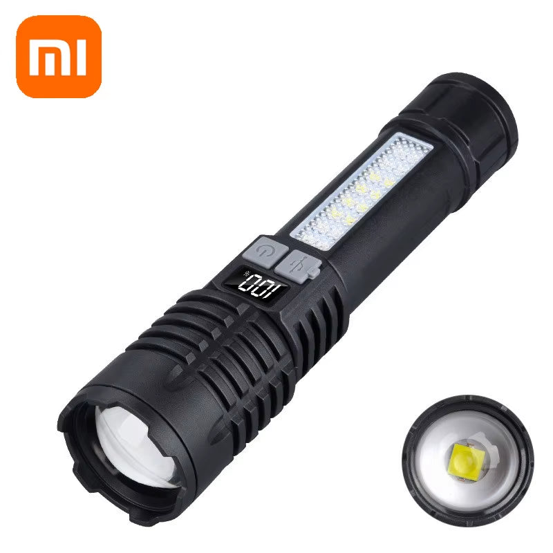 Xiaomi High Power Rechargeable Led Flashlight Very Strong with Side Light Torch Portable Emergency Lighting for Camping Hiking