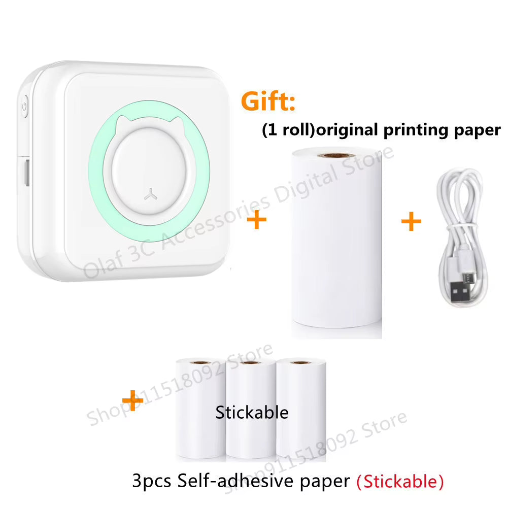 Portable Mini Label Printer Photo Thermal Adhesive Labels Printers Inkless Bluetooth Pocket Mini Printer Stickers Maker 57MM
