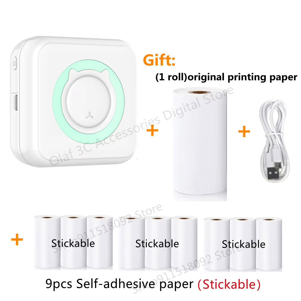 Portable Mini Label Printer Photo Thermal Adhesive Labels Printers Inkless Bluetooth Pocket Mini Printer Stickers Maker 57MM