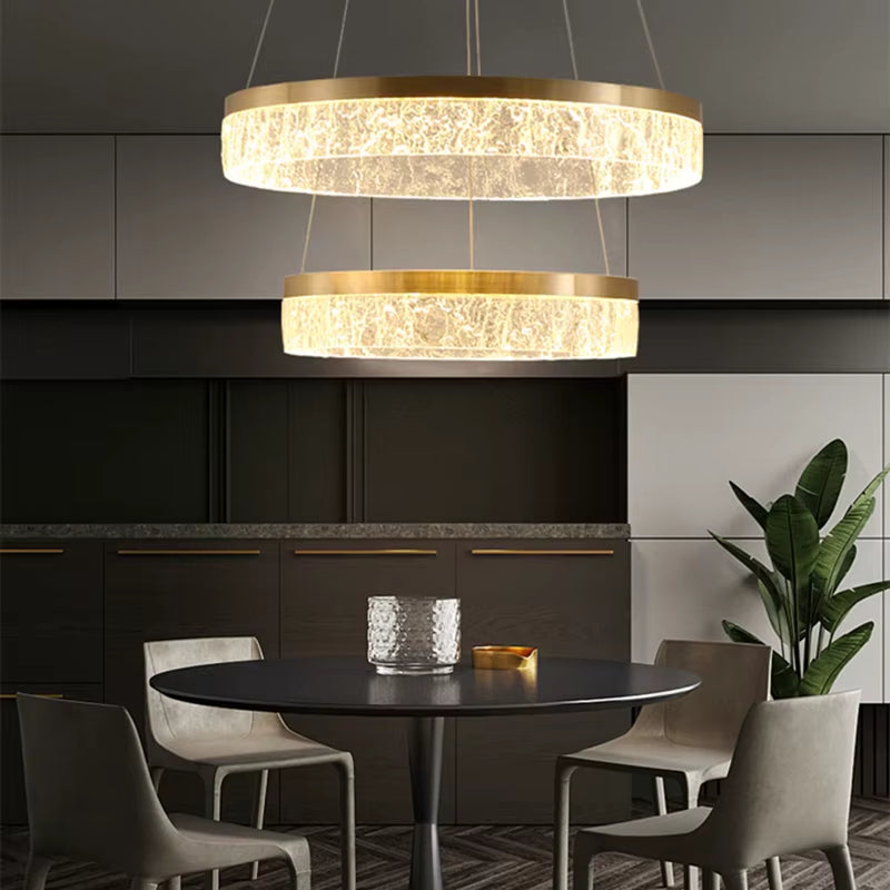 Modern Simple Pendant Light Luxury round Indoor Lamp Golden Hanging Light for Living Room Restaurant Bedroom Kitchen Villa
