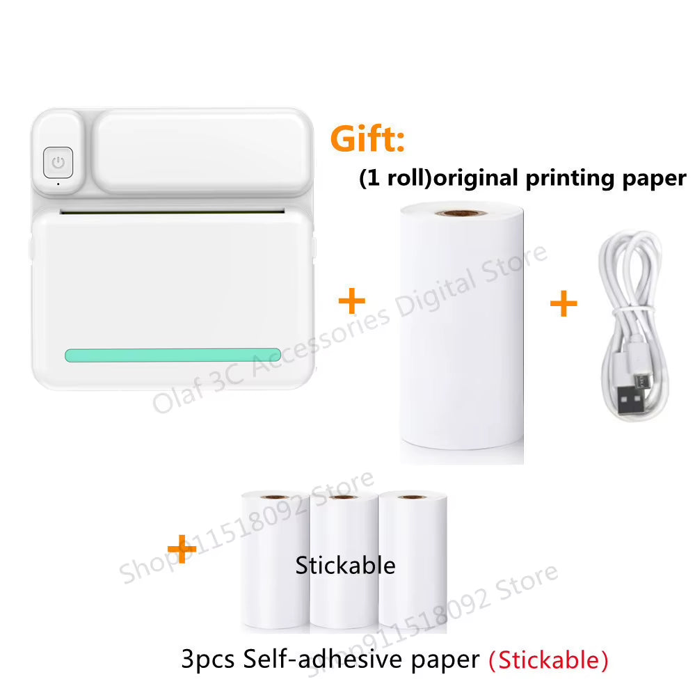Portable Mini Label Printer Photo Thermal Adhesive Labels Printers Inkless Bluetooth Pocket Mini Printer Stickers Maker 57MM