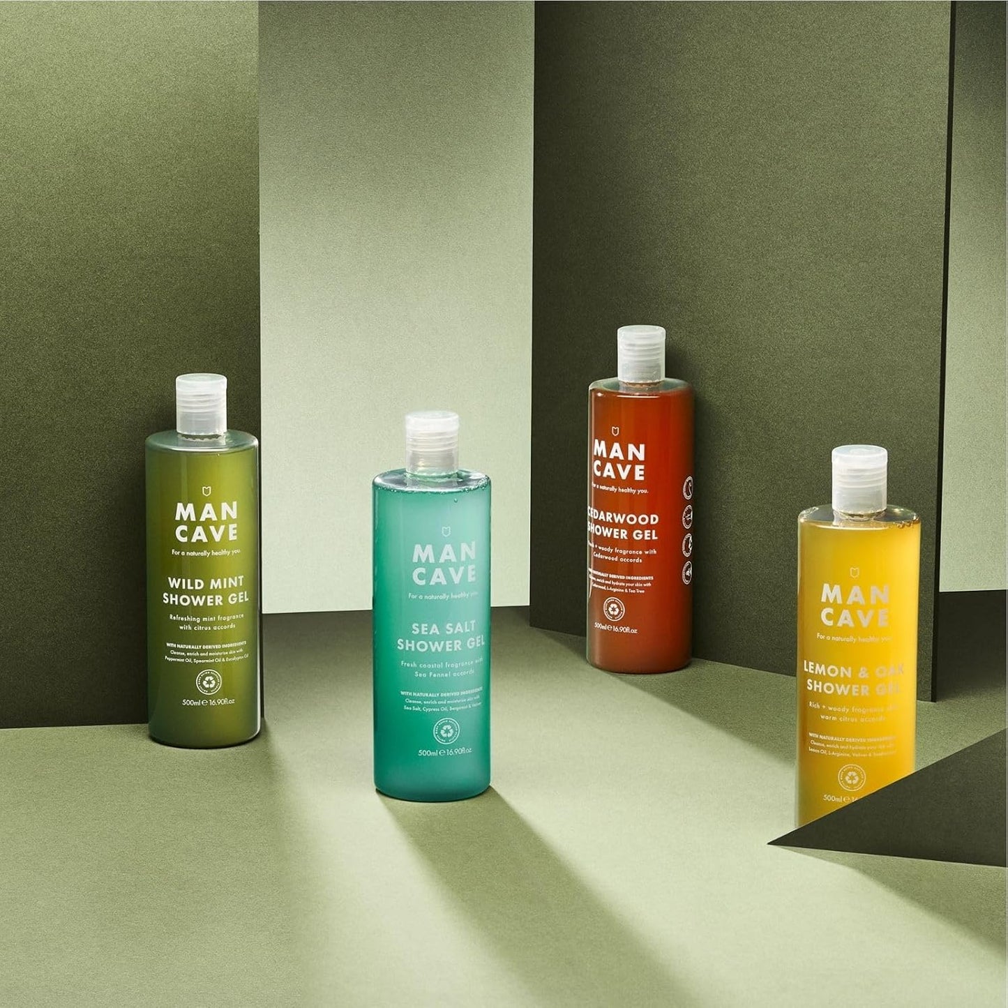 Coffret Cadeau Hommes - Lot Gel Douche, Idée Cadeau Hommes Gels Douche Naturels Sans Sulfate 4 X 500 Ml - Menthe, Citron Et Chêne, Bois De Cèdre Et Sel De Mer, Vegan, Fabriqué En Angleterre