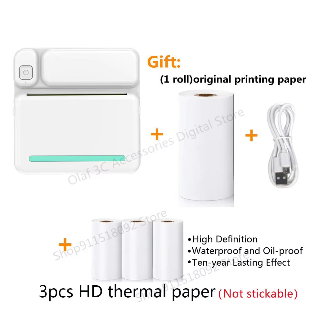 Portable Mini Label Printer Photo Thermal Adhesive Labels Printers Inkless Bluetooth Pocket Mini Printer Stickers Maker 57MM