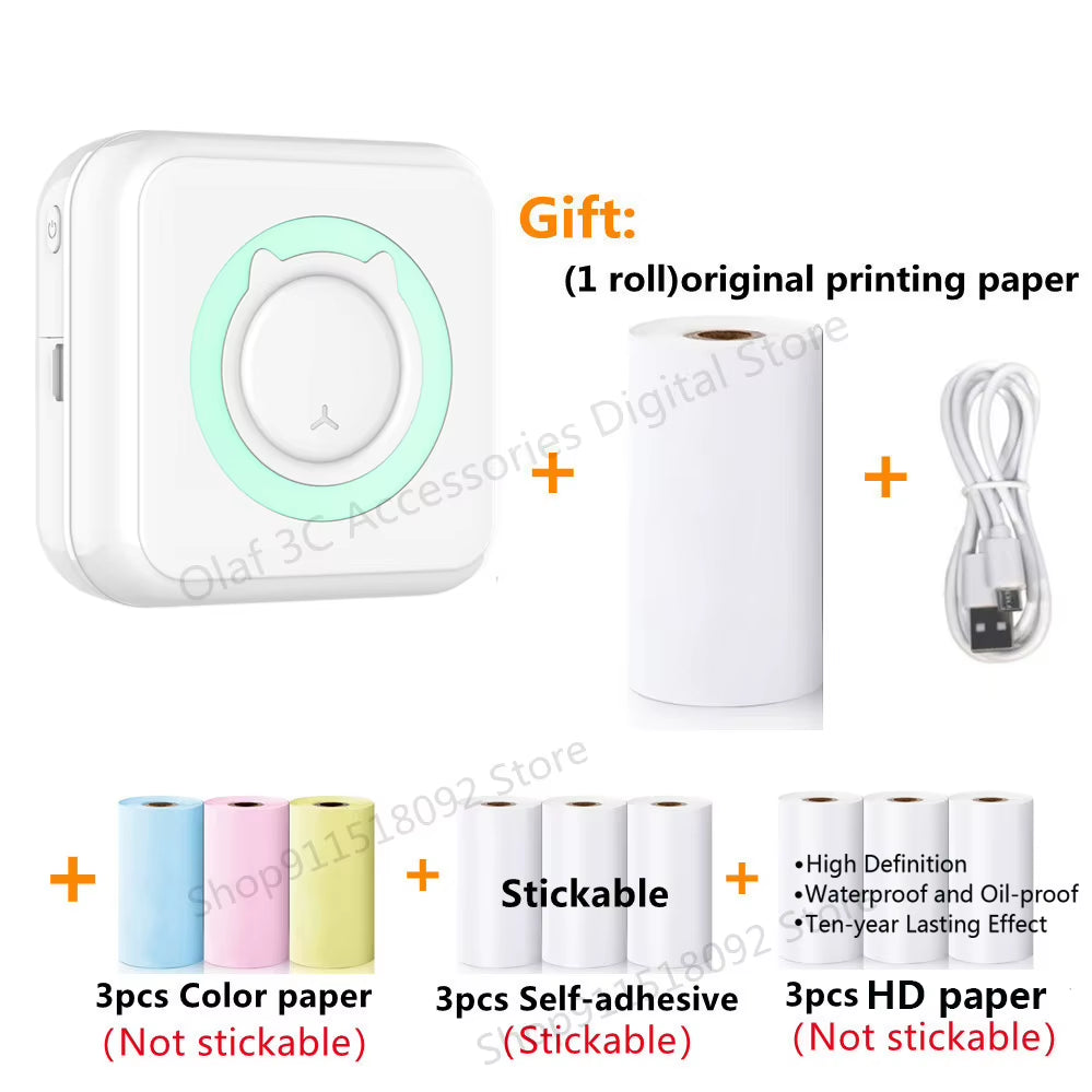 Portable Mini Label Printer Photo Thermal Adhesive Labels Printers Inkless Bluetooth Pocket Mini Printer Stickers Maker 57MM
