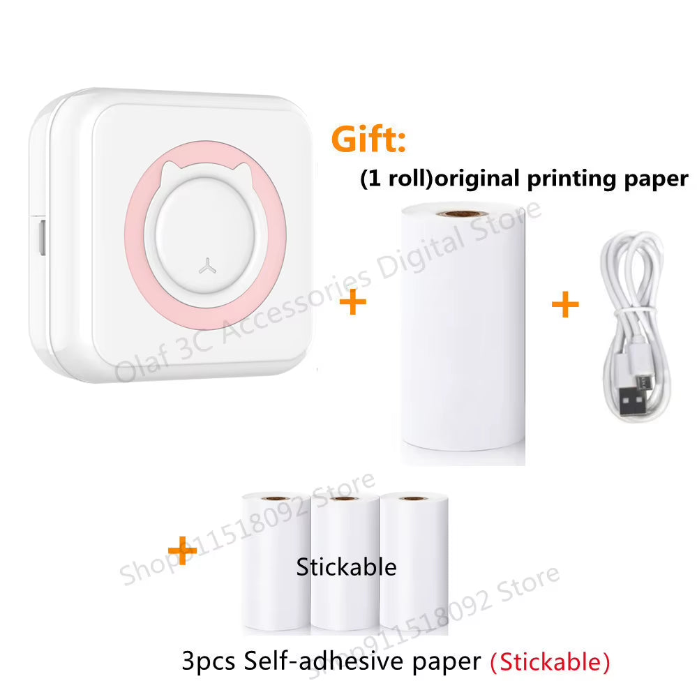 Portable Mini Label Printer Photo Thermal Adhesive Labels Printers Inkless Bluetooth Pocket Mini Printer Stickers Maker 57MM