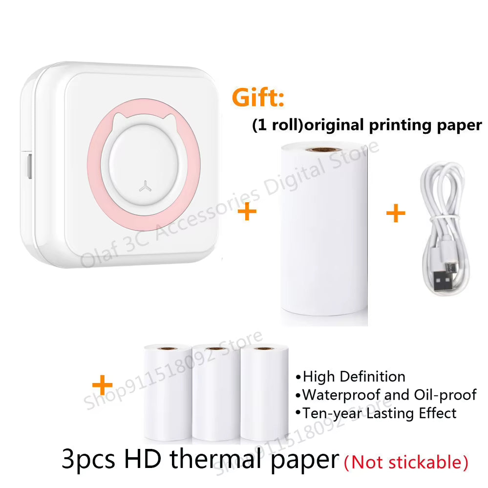 Portable Mini Label Printer Photo Thermal Adhesive Labels Printers Inkless Bluetooth Pocket Mini Printer Stickers Maker 57MM