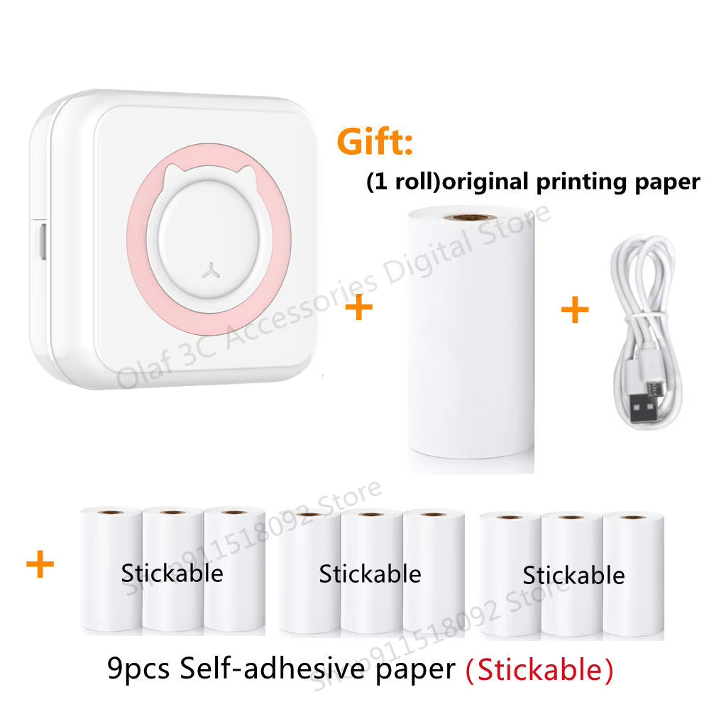 Portable Mini Label Printer Photo Thermal Adhesive Labels Printers Inkless Bluetooth Pocket Mini Printer Stickers Maker 57MM