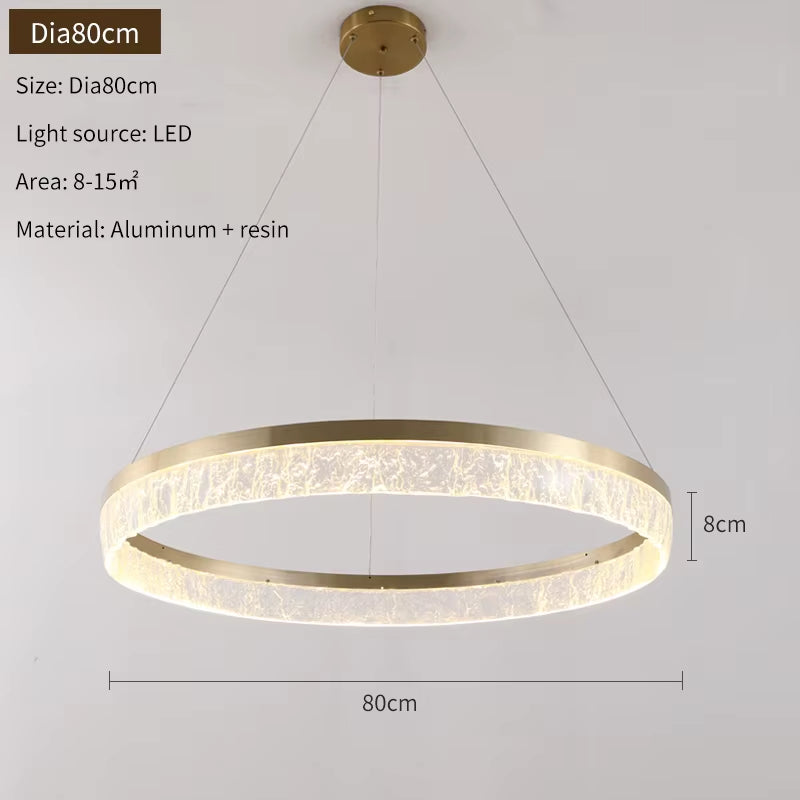 Modern Simple Pendant Light Luxury round Indoor Lamp Golden Hanging Light for Living Room Restaurant Bedroom Kitchen Villa
